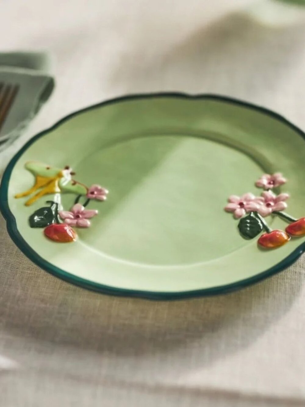 NWT Anthropoloigie Faye Green  Dessert Plate